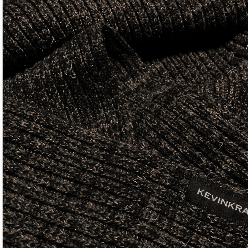 Kevin Kramp Ribbed scarf brown/gray Cashmere blend NEW - Picture 6 of 9